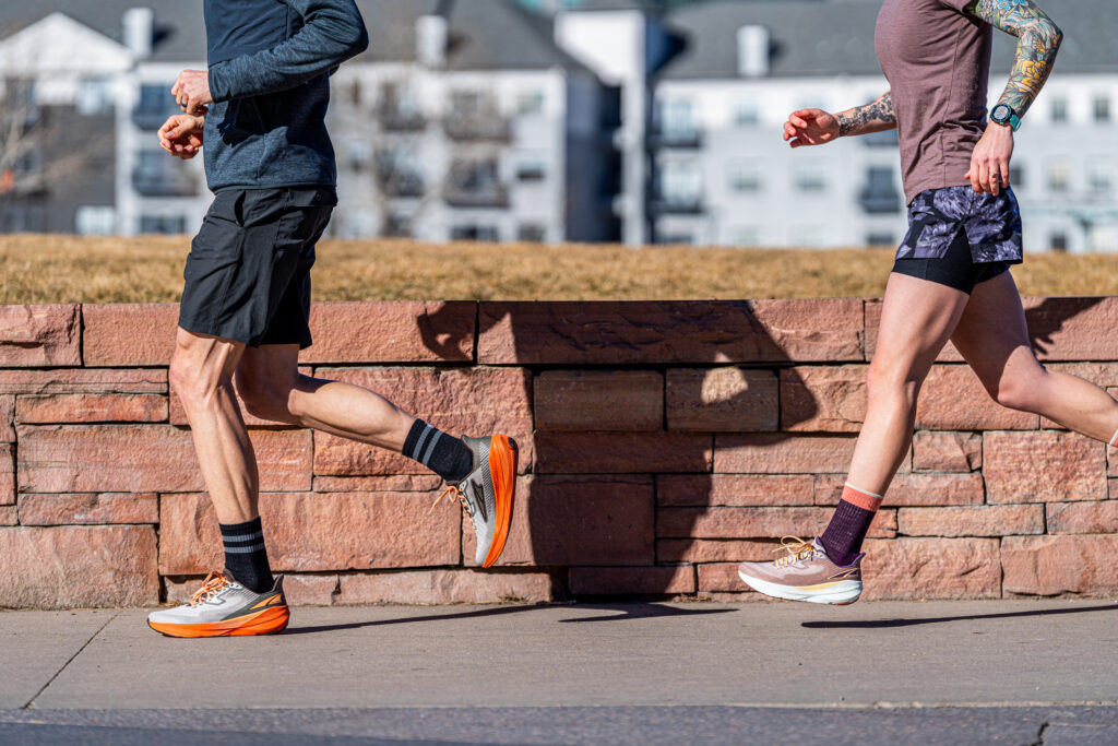 Runners heading toward the trail on their favorite trail running shoes.